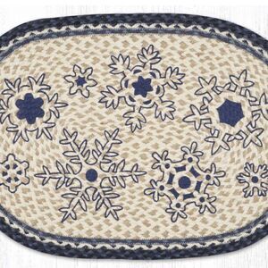 Snowflakes Hand Stenciled Door Mat New Jute Braided Throw Rug Holiday 20x30 in…